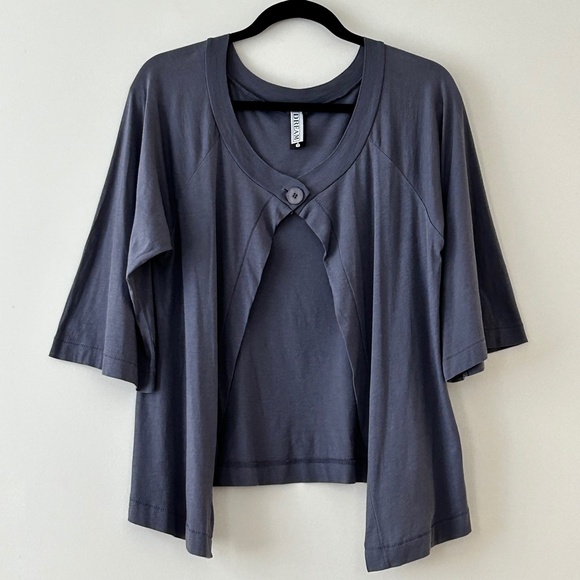 Dream 100% Pima Cotton Gray Purple Kimono Sleeve Cardigan - Picture 1 of 16